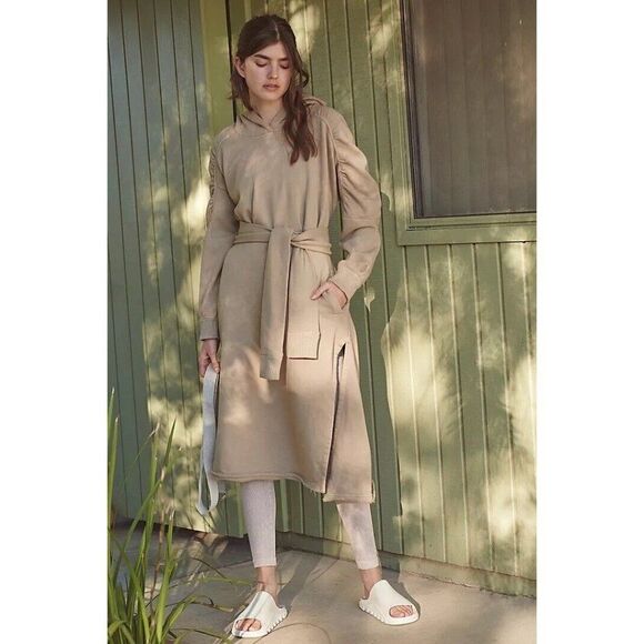 NWT FREE PEOPLE MOVEMENT Sz L FIRST CHOICE SWEAT TUNIC MAXI SWEATSHIRT MUSHROOM - Picture 1 of 3